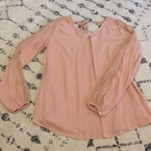 Forever 21- Blush blouse with lace - size S